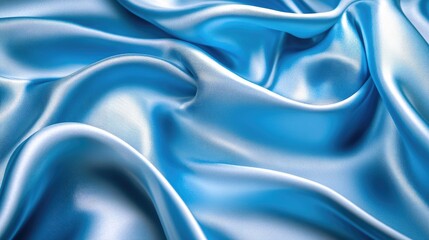 Fototapeta premium Elegant blue silk satin fabric, luxurious and light background with space for design, suitable for table decoration, birthday, baby shower or wedding, Valentine's Day, romantic, gentle.