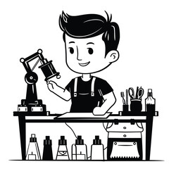 A cute vector illustration of a male dressmaker 