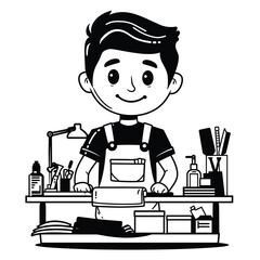 A cute vector illustration of a male dressmaker 