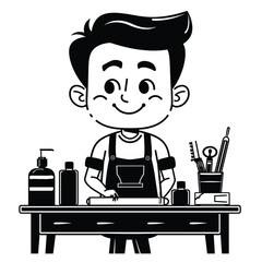 A cute vector illustration of a male dressmaker 