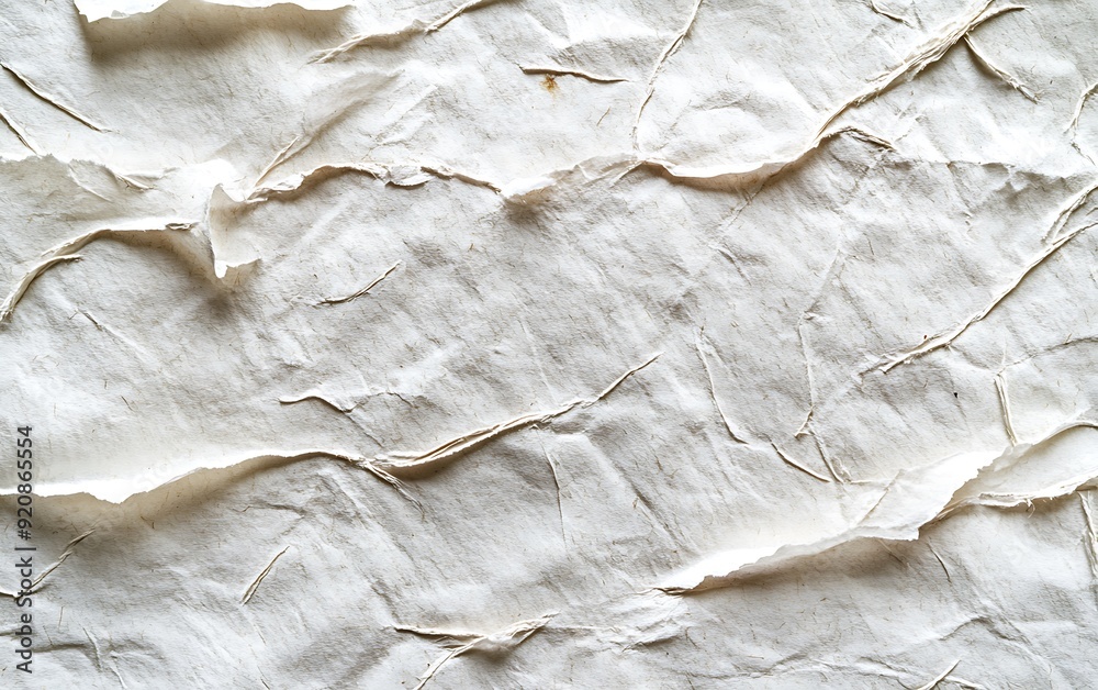 Fototapete background of textured handmade paper with visible fibers and rough edges