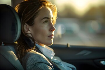 Female Driver and Passenger Buckling Seatbelts in a Car, Emphasizing Safety and Responsibility