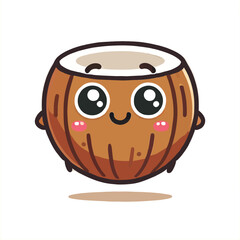cute coconut cartoon character in a flat design style