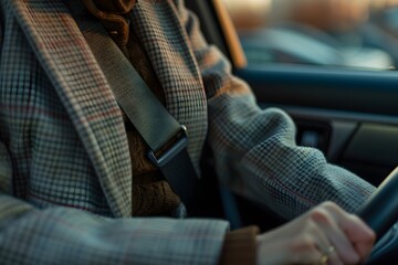Female Driver and Passenger Buckling Seatbelts in a Car, Emphasizing Safety and Responsibility