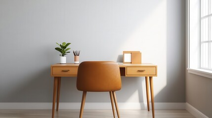Minimalist workspace with a vintage desk