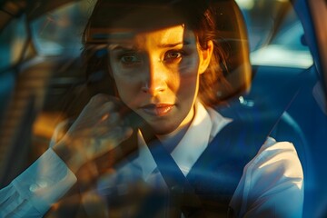 Female Driver and Passenger Buckling Seatbelts in a Car, Emphasizing Safety and Responsibility