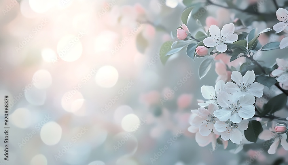 Poster Background with Delicate Floral Patterns in Soft Pink and White