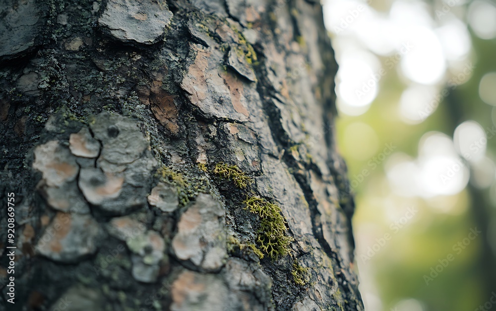 Fototapete background with close-up of tree bark and moss in a forest setting