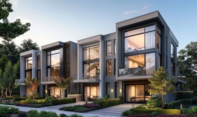 Fototapeta premium Contemporary urban duplex with modern finishes.