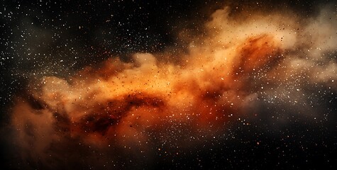 Obraz premium Abstract background with orange smoke and sparks on black.