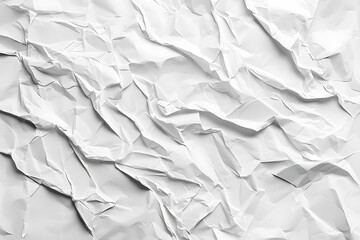 Fototapeta premium Close-up of a crumpled piece of white paper, showing texture and wrinkles.