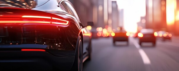 AI-powered autonomous car transforming city traffic flow, showcasing innovative transportation solutions, photorealistic