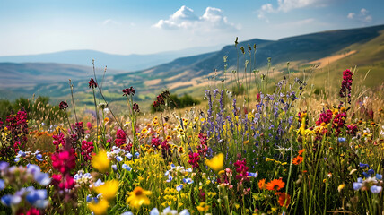 A Vibrant Meadow Filled with Wildflowers of Every Color Blooming






