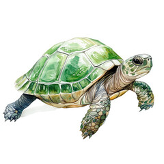 Fototapeta premium Serene Turtle with Bright Green Accents Watercolor Clipart