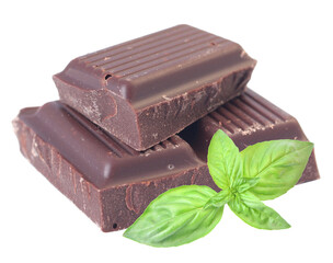Chocolate bar with mint isolated