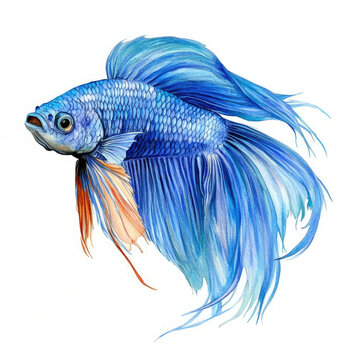 recommend clip art: Vibrant Blue Betta Fish Watercolor Clipart