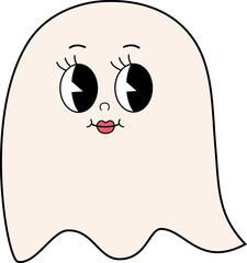 Retro Cartoon Halloween Ghost with Lipstick.