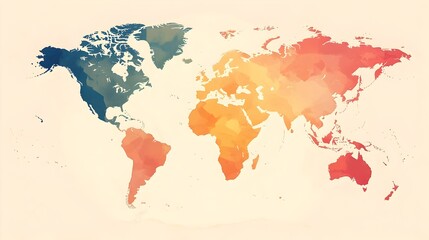 Vibrant Gradient World Map Exploring Global Connectivity and Diversity