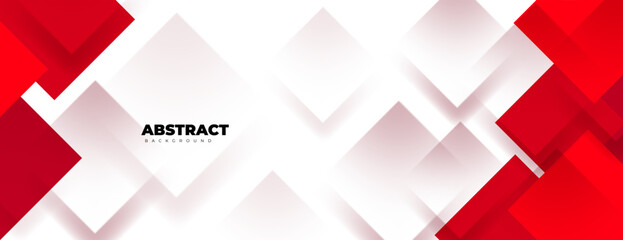 red and white corporate banner background with diagonal squares
