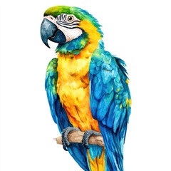 Fototapeta premium Watercolor Art of a Vibrant Macaw Parrot with Colorful Feathers