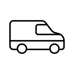 Van icon. Minibus. Black contour linear silhouette vector color editable