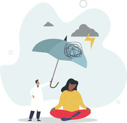 Emotional and psychological support for patient with thinking disorders.flat design with people.