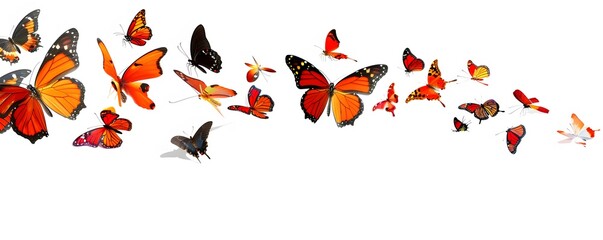 Fototapeta premium A Swarm of Colorful Butterflies in Flight