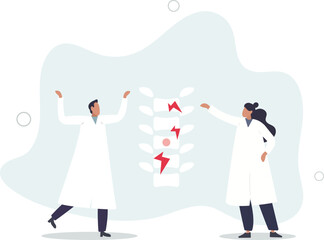 Flat tiny alternative medicine person concept. Spine pain, problems and disorders manual therapy.flat design with people.