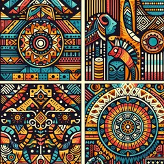 African cultural color patterns. vector illustration. AI generate