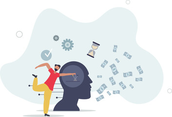 Self control mental process concept. Psychological activity, life decision making, body reflexes, emotional intelligence.flat design with people.