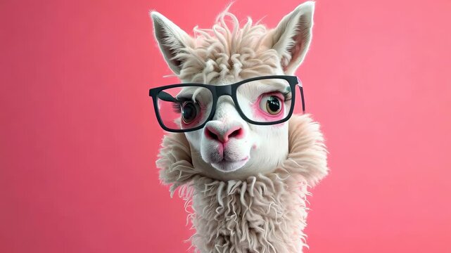 Charming llama in glasses with hilarious expressions