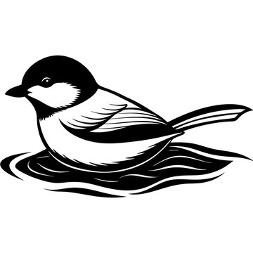 recommend clip art: Chickadee bird swimming silhouette vector