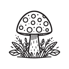 Mushroom line art Vector Illustration