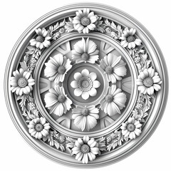 Vector round floral monochrome classic ornament. Greek meander. Patterns of Greece and ancient Rome. European border in a circle.