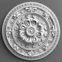 Naklejka premium Vector round floral monochrome classic ornament. Greek meander. Patterns of Greece and ancient Rome. European border in a circle.