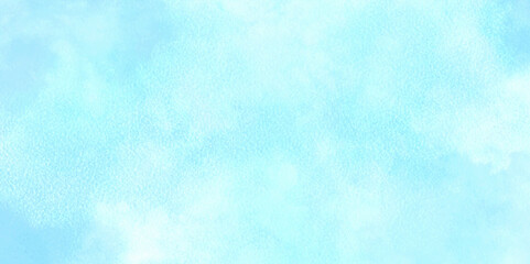 Natural shiny and soft light watercolor blurry cloudy blue sky wallpaper texture. Colorful beautiful sky blue color light grunge, wall background.