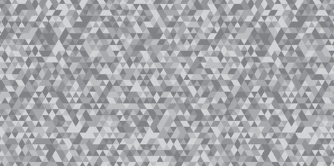 Abstract geometric black and gray background seamless mosaic and low polygon triangle texture wallpaper. Triangle shape retro wall grid pattern geometric ornament tile vector square element.