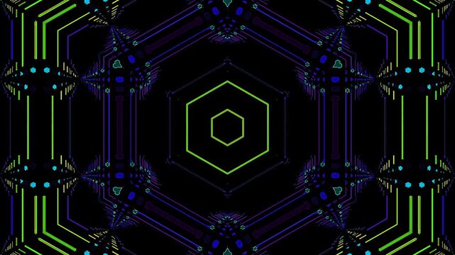 Abstract Kaleidoscope pattern with full colors. Magic mandala. 4k	