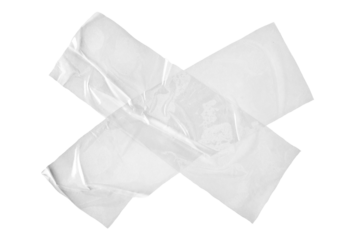 Transparent adhesive tape with texture of white paper isolated on background, with clipping path