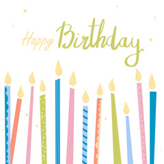 Happy birthday greeting card with candles