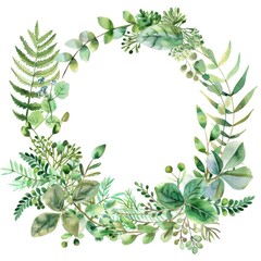 Obraz premium Elegant Nature Wedding Invitation with Watercolor Floral Wreath in Greenery Theme