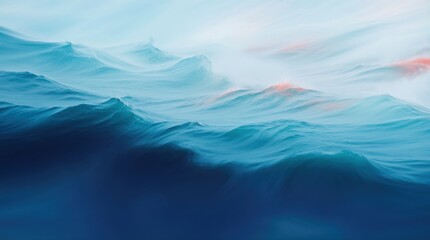 Calm abstract waters, ethereal blue waves flowing through a dreamy seascape 