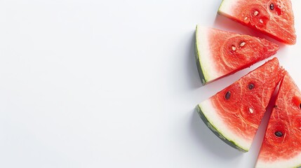 Macro sliced watermelon,Red watermelon triangular piece on white background