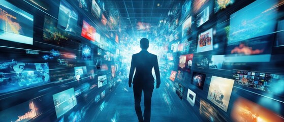 High-impact online marketing strategies with vivid visuals and engaging content displayed in a professional space