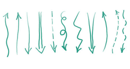 Ink hands-draw arrow on a white background