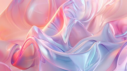 Obraz premium Pastel-colored waves intertwine, creating a tranquil abstract composition filled with softness and light