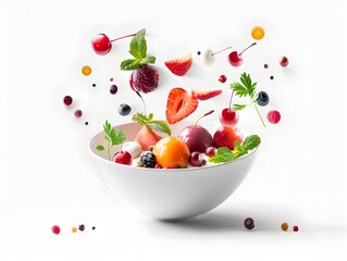 Avant Garde Molecular Gastronomy Reinventing Classic Comfort Food Dishes on Minimalist White Background