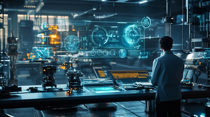 Futuristic AI-Powered Smart Factory with Real-Time Monitoring and Adaptive Manufacturing