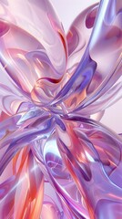 Fototapeta premium Abstract shapes intertwine in flowing pastel colors, creating a visually striking and vibrant composition