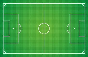 Top down view of a soccer pitch for game design. Versatile sports stadium asset for game environments.